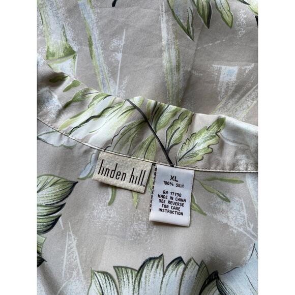 NWT Linden Hill 100% Silk Floral Botanical Short Sleeve Button Down Size XL - Picture 6 of 7